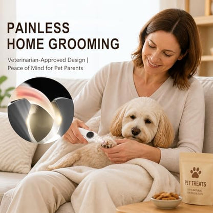 2-in-1 Dog Nail Clippers and Grinder, Electric Nail Trimmer for Small Medium Large Dogs and Cats with 3 Speeds, Rechargeable, Splash Guard & Safety Lock, Painless Grooming Tool (White) - Image 4
