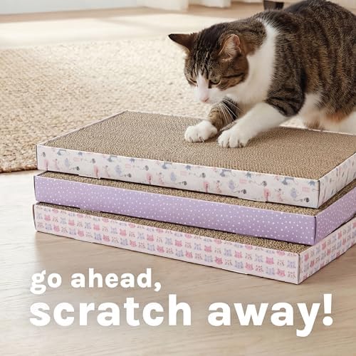 Kitty City 3-Pack XL Double Sided Corrugate Cat Scratcher Pads - X-Large Horizontal Cat Scratcher Mats, Reversible Corrugate Nail File Scratchers - Pink Cats Design, 18” x 10” Each - Image 7