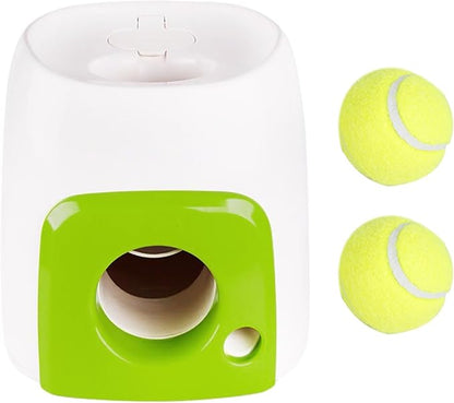 Automatic Dog Ball Launch - 16x16x20cm/6.3x6.3x7.87 Inches Tennis Ball Launch for Dogs | Interactive Toys with Snack Dispensing Puzzle for Puppy Training Exercise Inside Outside Backyard