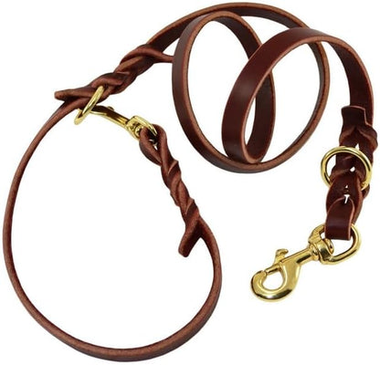 Ray Allen Convertible Service Dog Leash, Latigo Leather, Hands-Free Dog Leash (5')