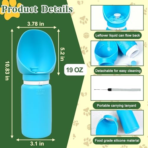2 in 1 Foldable Dog Water Bottle, Leakproof Portable Pet Dispenser, Blue - Image 5