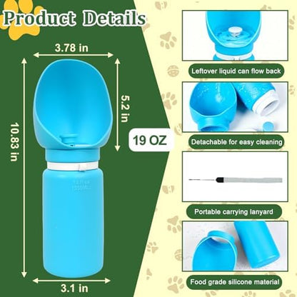 2 in 1 Foldable Dog Water Bottle, Leakproof Portable Pet Dispenser, Blue - Image 5