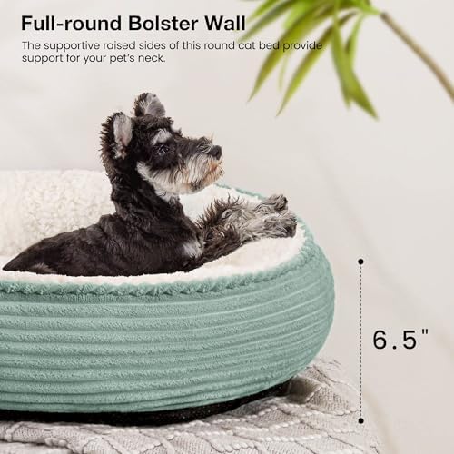 Love's cabin Round Donut Cat and Dog Cushion Bed, 24in Pet Bed for Small or Medium Dogs, Anti-Slip & Water-Resistant Bottom, Soft Durable Fabric Pet Beds, Washable Calming Cat Bed Apple Green - Image 5