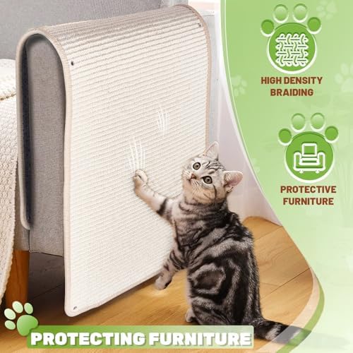 Uranshin Natural Sisal Cat Wall Climbing Carpet, Wall Scratcher Mat Pad - Image 5