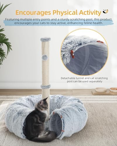 Aechonow 3-in-1 Cat Tunnel Bed, 34'' Cat Scratching Post for Indoor Cats - Image 5