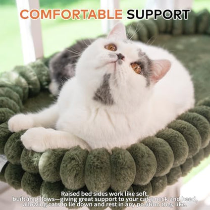 CHEERPALS Cat Window Perch for Indoor Cats Hammock for Window with Reversible Cushion, Foldable Cat Window Bed for Large Cats and Kittens, Cloud Series(Green,Medium) - Image 3