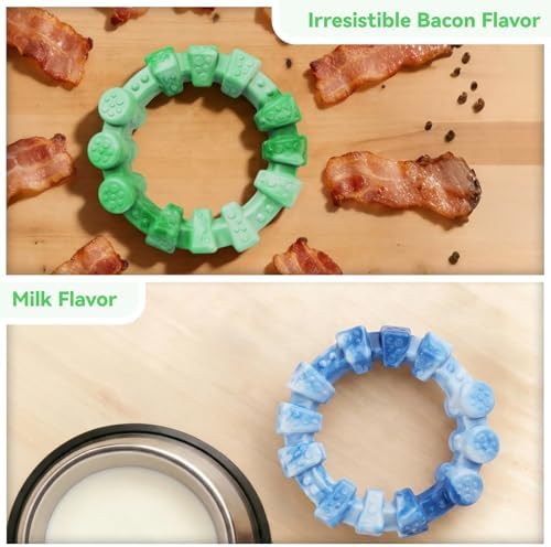 BoYoYo 2 Pack Dog Toys for Aggressive Chewers, Indestructible Dog Toys for Large Breed, Durable Chew Toy for Dogs to Keep Them Busy, Ring Toy for Trainging & Cleaning Teeth, Milk Flavored - Image 5