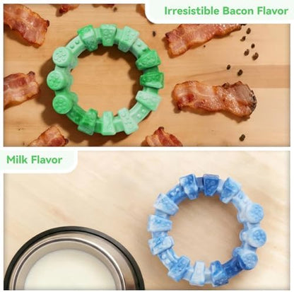 BoYoYo 2 Pack Dog Toys for Aggressive Chewers, Indestructible Dog Toys for Large Breed, Durable Chew Toy for Dogs to Keep Them Busy, Ring Toy for Trainging & Cleaning Teeth, Milk Flavored - Image 5