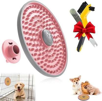 Dog Lick Mat, Pink, for Crate Training and Reducing Anxiety, Made of Natural Rubber, Promotes Healthy Feeding and Oral Hygiene by Lalolee