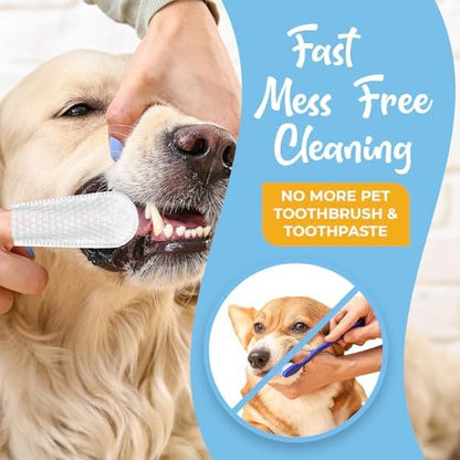 Dog Teeth Cleaning Finger Wipes - Easy Cats & Dogs Dental Care Toothbrush and Tooth Brushing Kit, Freshen Bad Breath, Reduces Plaque - 50 Count - Image 2