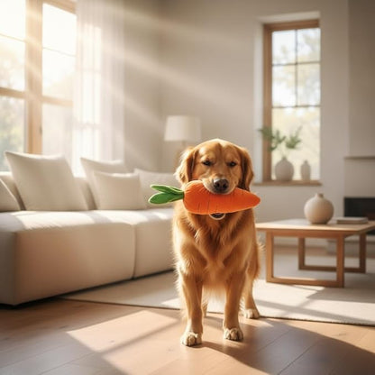 Crinkle Dog Toy for Small, Medium, and Large Breeds, Cute Carrot with Soft Squeaker, Carrot Shape Pet Plush Toy with Sound, Bite-Resistant Soft Comfortable Dog Toys