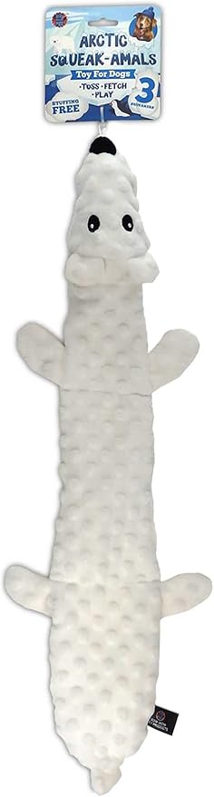 Bow Wow Pet Squeaky Polar Bear Dog Toy - Tug, Fetch & Teasing Toy - 24 Inches