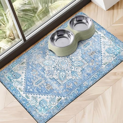 Dog Food Mats for Floors Absorbent, Pet Cat Food Mat - Non Slip Dog Bowl Mats for Food and Water Pet Supplies by Cuslnox