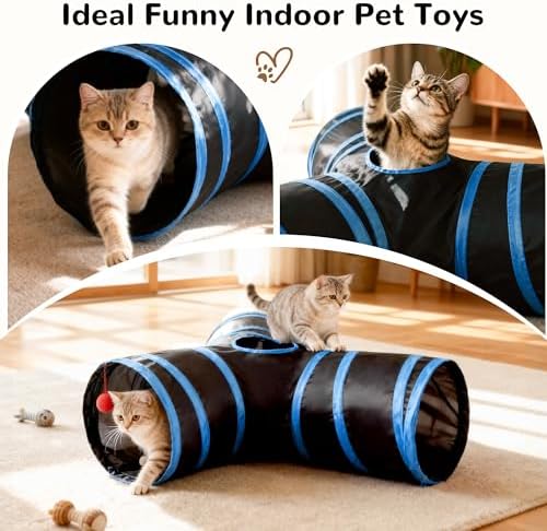 Tempcore Cat Tunnel, 3-Way Collapsible Toy for Indoor Cats, Royal Blue - Image 7