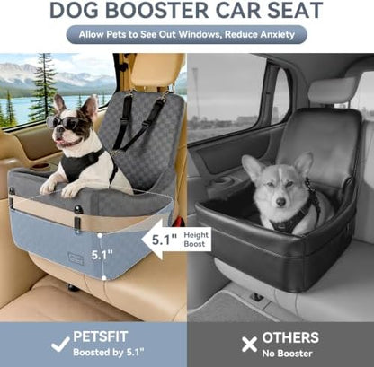 PETSFIT Pet Car Seat with Patented Safety System, 5" Elevated Cushion - Image 4