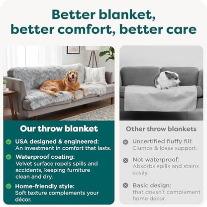 Furhaven Waterproof Throw Blanket for Dogs & Indoor Cats, Reversible Protective Pet Blanket, Extra Large, Long Faux Fur & Velvet, Gray - Image 7