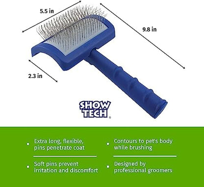 Show Tech Tuffer Than Tangles Slicker Brush for Dog Grooming with Long, Soft Pins, Medium Size, Perfect for Doodle Breeds, Angled Pins for Dematting, Remove Undercoat, Comfort Grip Handle - Image 3