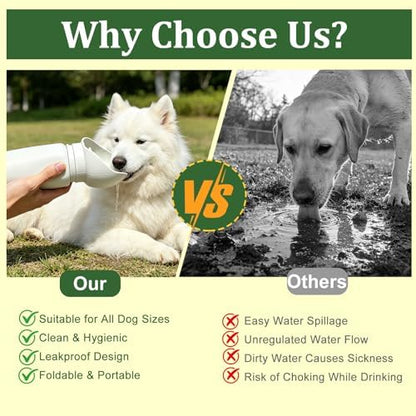 2 in 1 Foldable Dog Water Bottle, Leakproof Portable Pet Dispenser, Grey - Image 7
