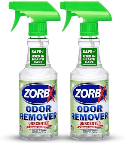 ZORBX Unscented Odor Remover Spray 16 Oz 2-Pack, Hospital-Grade Formula by ZORBX
