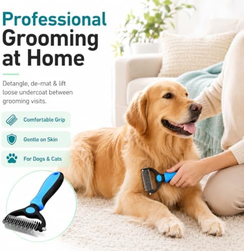 4 Pcs Pet Grooming Tool - With Metal Comb,Deshedding Brush,Flea Lice Comb - Image 3