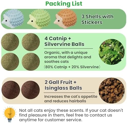 Catnip Toys with 6 Refill Catnip Balls & 3 Massage Shells - Image 2