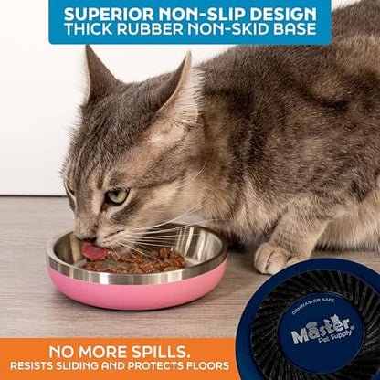 Master Pet Supply Stainless Steel Cat Bowls 9 oz Heavy Duty Navy Blue - Image 4