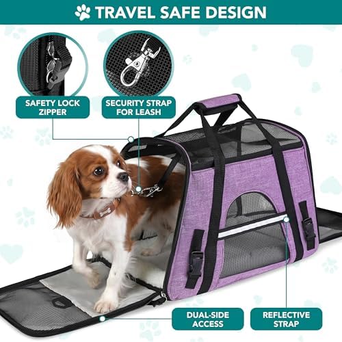 PetAmi Airline Approved Pet Carrier Cats & Small Dogs, Small Heather Purple - Image 4