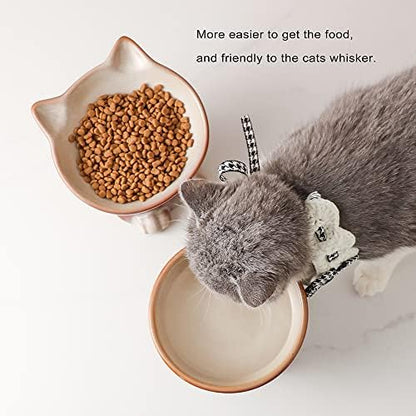Nihow Elevated Cat Bowls,6 Inch Ceramic Raised Cat Food and Water Bowl Set - Image 6