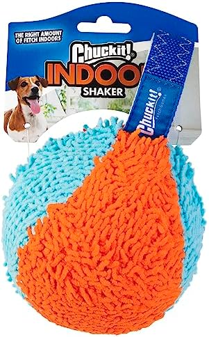 Chuckit! Indoor Fetch Shaker Dog Toy, 7.75in, Orange and Blue by Chuckit