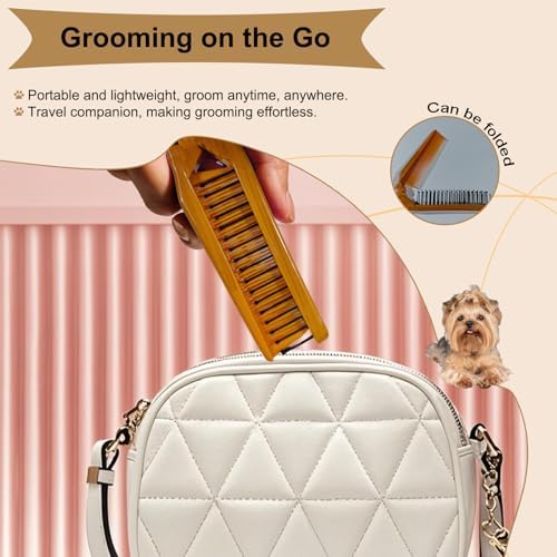 Folding Small Dog Grooming Brush (Yellow) - Image 6