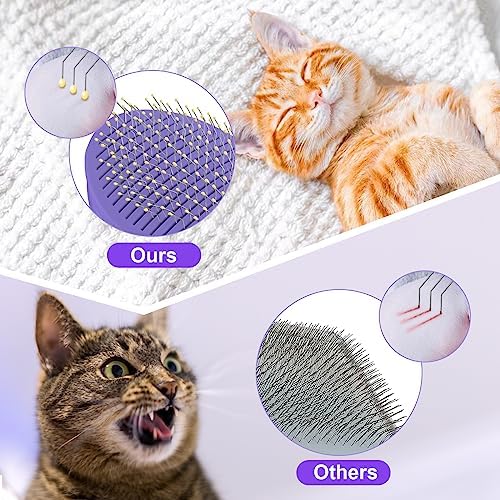 Cat Brush for Grooming and Shedding, Self-Cleaning Silicone Brush for Short and Long Haired Cats, Cat Gifts for Pet Lovers (purple) - Image 3