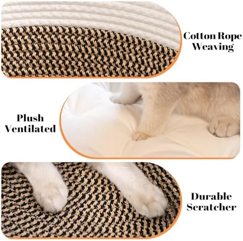 CHEERHOME PETS Handwoven Cat Basket Bed Cooling for Indoor Cat with Cushion - Image 4