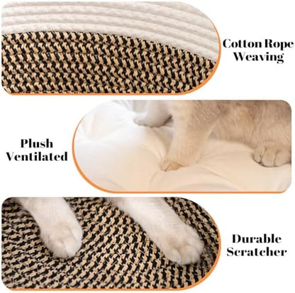 CHEERHOME PETS Handwoven Cat Basket Bed Cooling for Indoor Cat with Cushion - Image 4