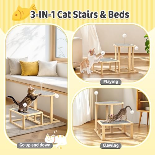 Pawaboo 16.9in Cat Tree Tower, 2-Level Cat Scratch Post with Scratching Mat - Image 3