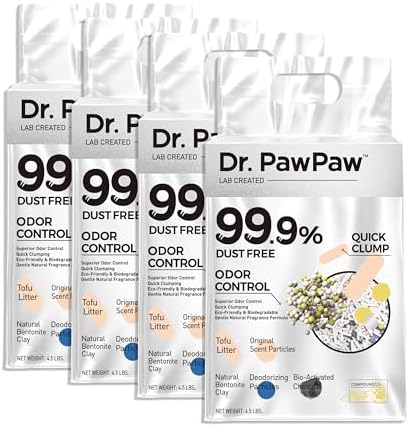 Tofu Cat Litter, Dr. PawPaw Clumping Cat Litter, Natural Tofu Scent 18 lb, Dust-Free Keep Kitty Tidy, Superior Odor Control Keep Step Fresh by DrPawPaw