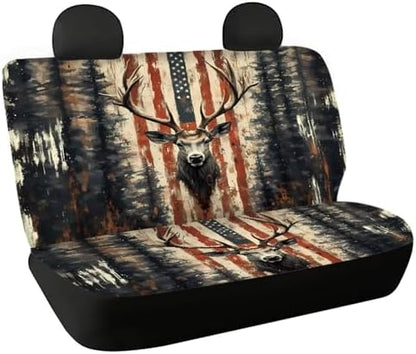 AFPANQZ Deer Flag Car Rear Seat Cover Non-Slip Stretch Universal Fit, Baby Dog Pets Work Back Seat Cover for Car Truck Van SUV Back Seats Cushion Protective Against Dirt & Pet Fur by AFPANQZ