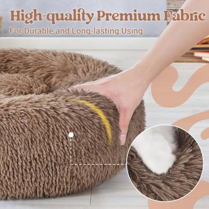 rabbitgoo Calming Cat Beds for Indoor Cats, 20 inches, Light Brown - Image 6