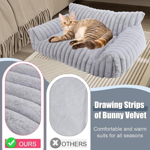 Dog Beds for Small Dogs, Cat Dog Couch Bed for Indoor Cats, Dog Sofa,M,Grey - Image 4