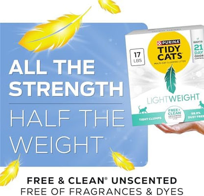 Purina Tidy Cats Low Dust Clumping Cat Litter, LightWeight Free & Clean Unscented, Multi Cat Litter - 17 lb. Box - Image 4