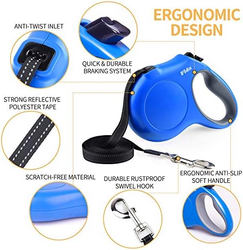 Fida Retractable Dog Leash with Dispenser and Poop Bags, 16 ft, Blue - Image 3