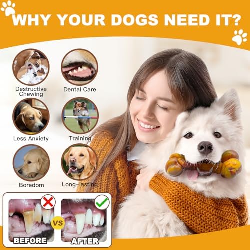 Dog Toys for Aggressive Chewers, Indestructible Dog Chew Toys for Large Medium Small Breed, Tough Nylon Interactive Durable Chew Toy Bone for Puppy Teething Toy Bacon Flavor, Best Gift&Keep Them Busy - Image 4