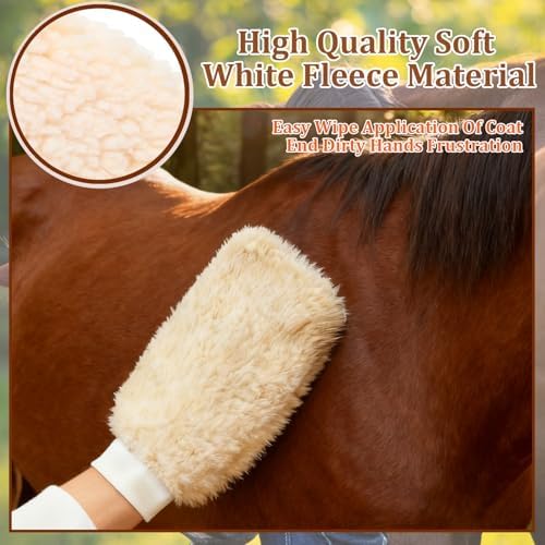 Horse Grooming Brushes & Mitts, Soft Fleece Grooming Glove & Wash Mitt - Image 4