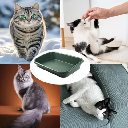 Extra Large Litter Box with High Sides 23.23" Lx16.54 Wx4.33 H, ABS Low Entry Senior Litter Pen Jumbo Pet Safe Litter Boxes Tray for Kittens to Senior Cat, Elderly and Fat Cat (Green) - Image 5
