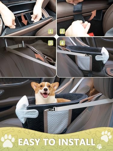Prpeko Small Dog Car Seat, Portable Dog Seat with Soft Washable Cushion,Center Console Dog Car Seat for Small Dogs Up to 13lbs(Black) - Image 6