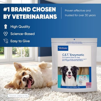 Virbac C.E.T. Enzymatic Oral Hygiene Chews for Dogs, Tartar Control, Medium - Image 6
