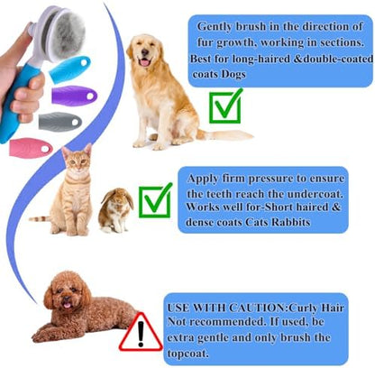 Self Cleaning Slicker Brush - Cat Brush Skin-Friendly Deshedding Grooming Massaging Tool for Long & Short Haired Pets, Cat Hair Brushes Easy Removes Undercoat for Dogs Cats Rabbits-UPGRADED, Gray - Image 4