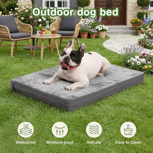 Waterproof Dog Bed Medium Size Dog, Washable Crate Pad 30" Orthopedic Gray - Image 3