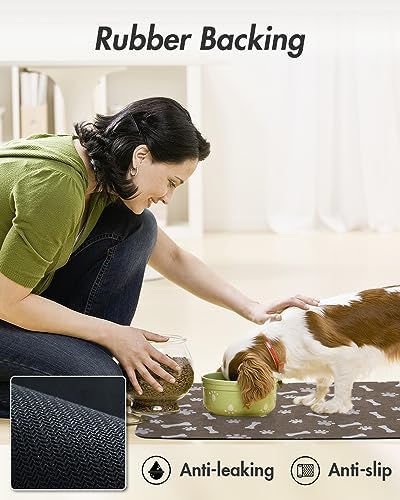 MontVoo-Absorbent Pet Feeding Mat-No Stains Pet Mat for Food and Water Bowl-Quick Dry Cat & Dog Food Mat Water Dispenser Mat-Pet Supplies Mat-Dog Water Bowl Mat for Messy Drinker,（Brown,17"x34"） - Image 6
