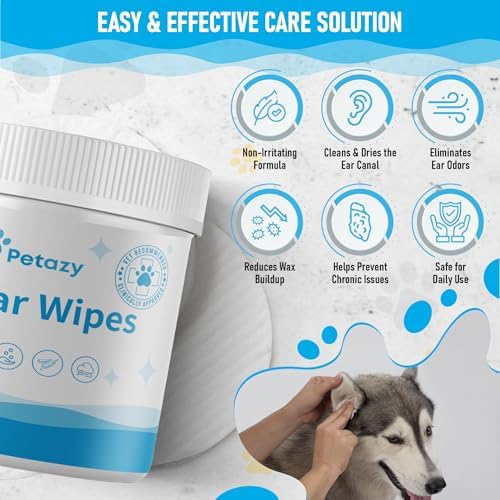 Petazy Dog Ear Wipes for Dog Yeast Wax Itch and Odor | Unscented Dog Ear Cleaner for Dogs | Natural Cleaning Puppy Ear Wipes | Soothing Ear Wipes for Pets Cat | Natural Ingredients | 120 XL Pcs - Image 2