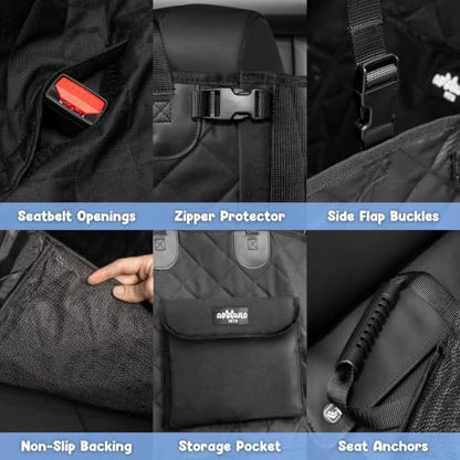 Dog Car Seat Cover for Back Seat, 4-in-1 Dog Hammock for Car, Waterproof 600D Pet Seat Cover Backseat Protector with Mesh Window, Nonslip Dog Back Seat Cover for Cars, SUVs & Trucks - Image 4